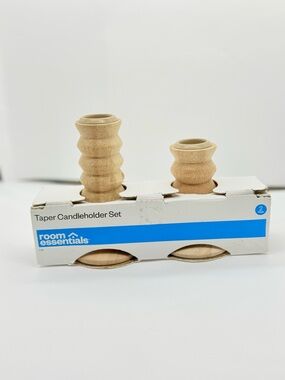 Room Essentials Wood Taper Candleholder Set - NEW